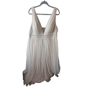 NWT EVERPRETTY Formal Dress Women's 4XL Beige Evening Gown‎ Elegant Pleated